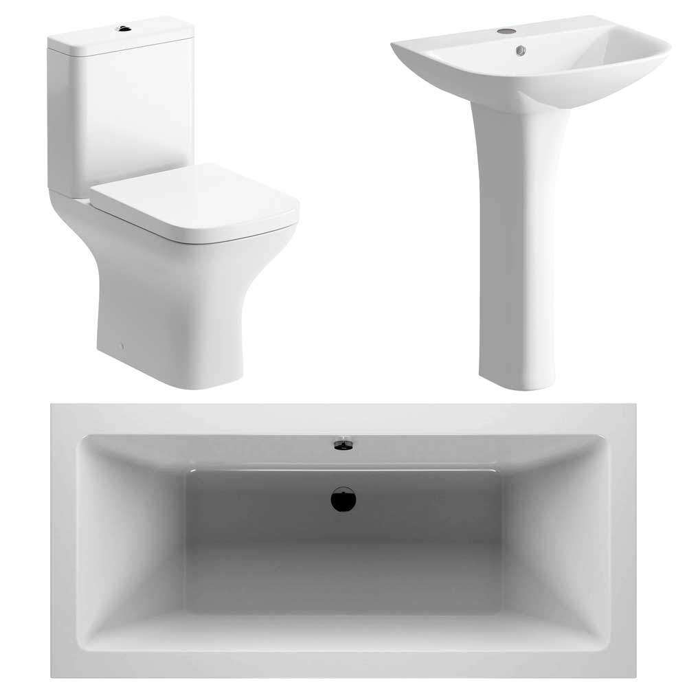 Crest Bathroom Suite, 560mm Basin, Close Toilet & 1700 Double Ended Bath