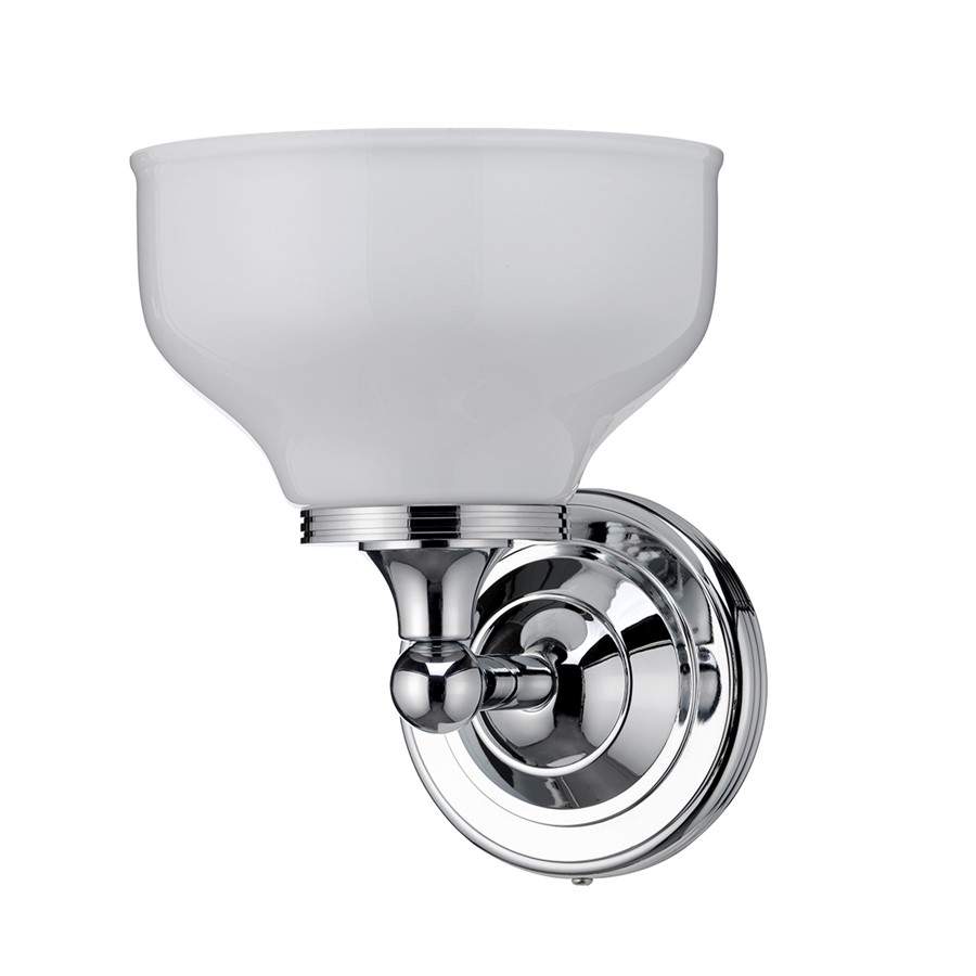 Burlington LED Bathroom Round Wall Light with Chrome Base & Opal Glass Shade - ELBL11