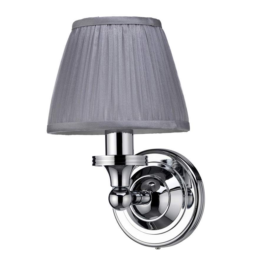 Burlington LED Bathroom Round Wall Light with Chrome Base & Silver Chiffon Shade - ELBL15