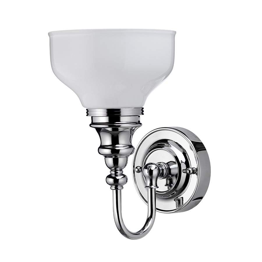 Burlington LED Bathroom Ornate Wall Light with Chrome Base & Opal Glass Shade - ELBL21