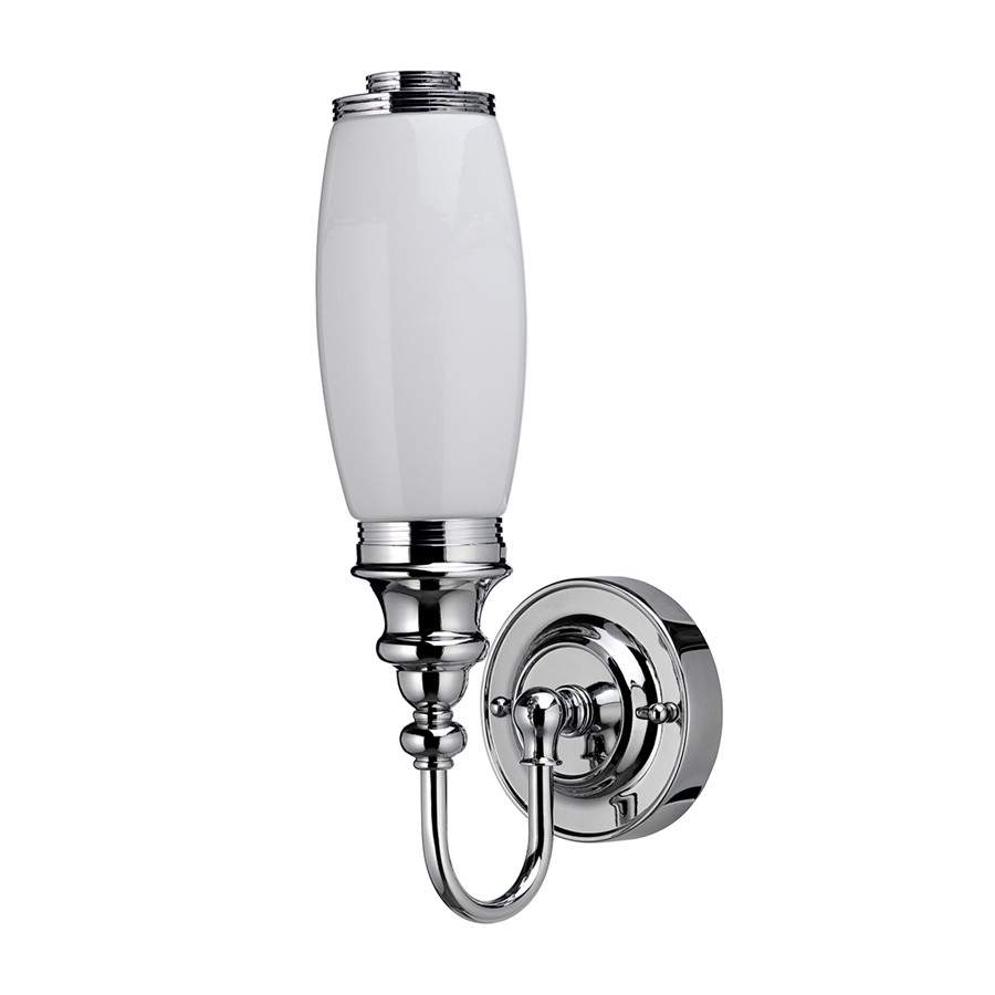 Burlington LED Bathroom Ornate Wall Light with Chrome Base & Opal Glass Tube Shade - ELBL23