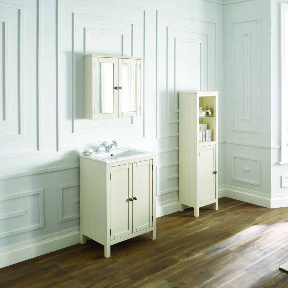 Elation Etienne 600mm Traditional Vanity Unit & Under Counter Basin - Ivory & Ice White