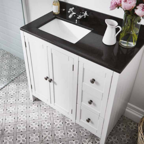 Elation Etienne 900mm Traditional Vanity Unit & Under Counter Basin - Porcelain & Jet