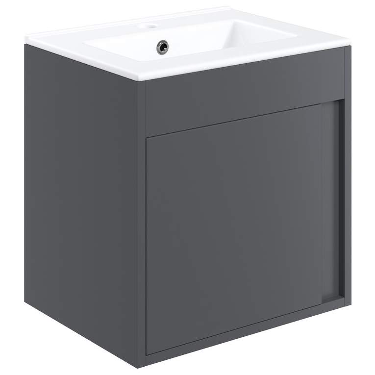 Forest 510mm Wall Hung Unit Inc. Basin - Matt Graphite Grey