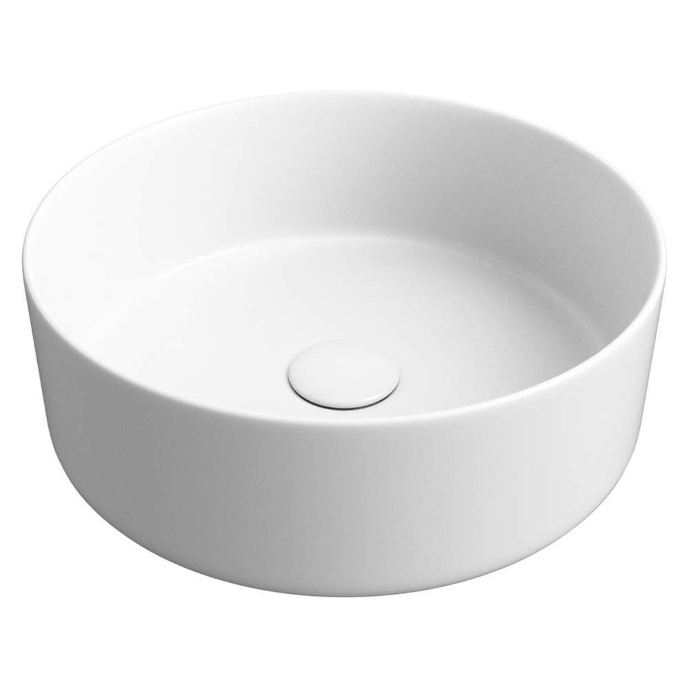 Gressingham 355mm Ceramic Round Washbowl & Waste - Matt White