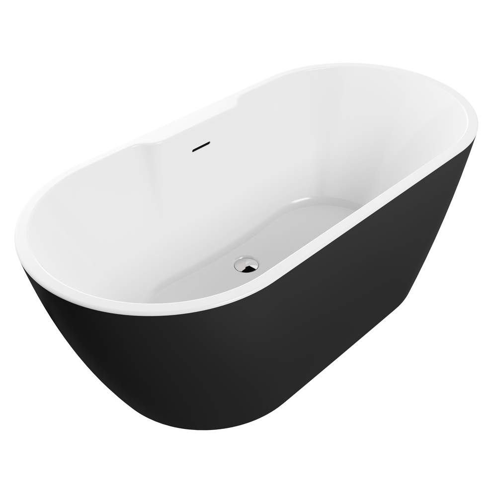 Havanna 1655mm Freestanding  Black Double Ended Bath