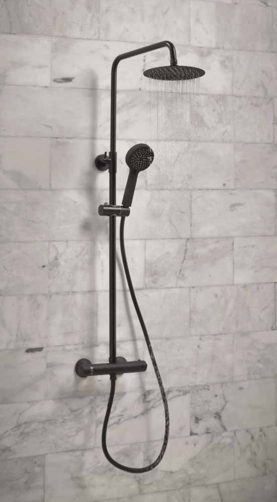 Kate Matt Black Round Dual Head Thermostatic Shower - Signature Showers