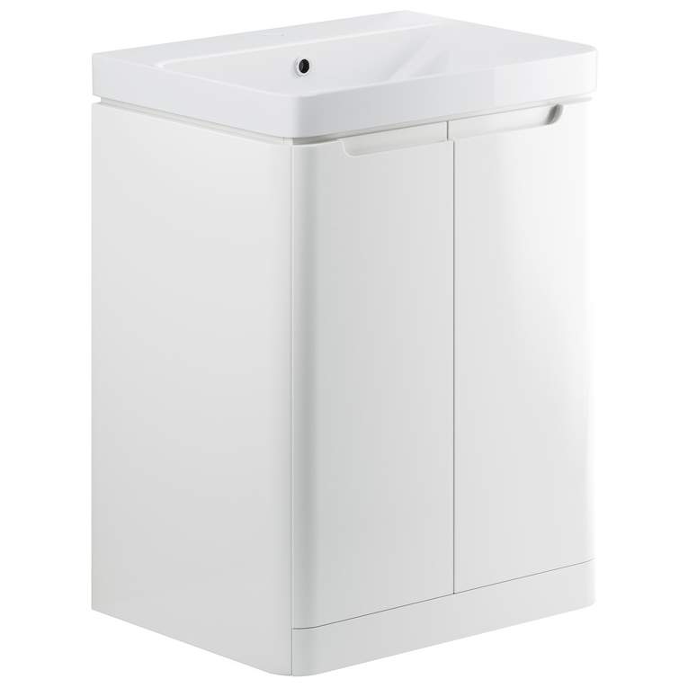 Laplane 600mm 2 Door Floor Standing Basin Vanity Unit - White Gloss