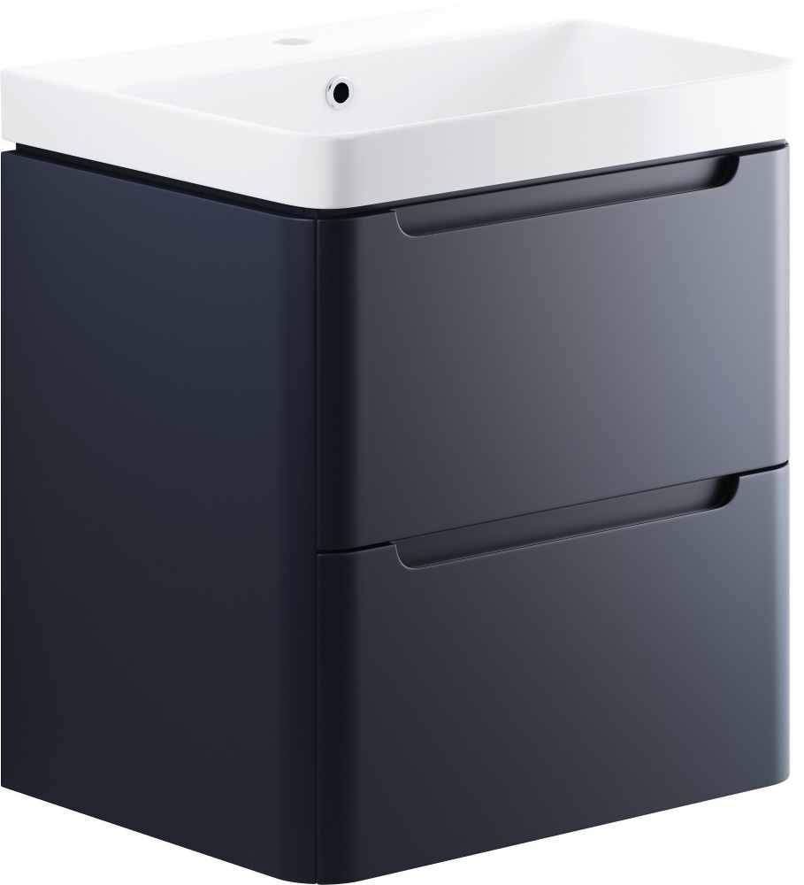 Laplane 600mm 2 Drawer Wall Hung Basin Vanity Unit - Matt Indigo