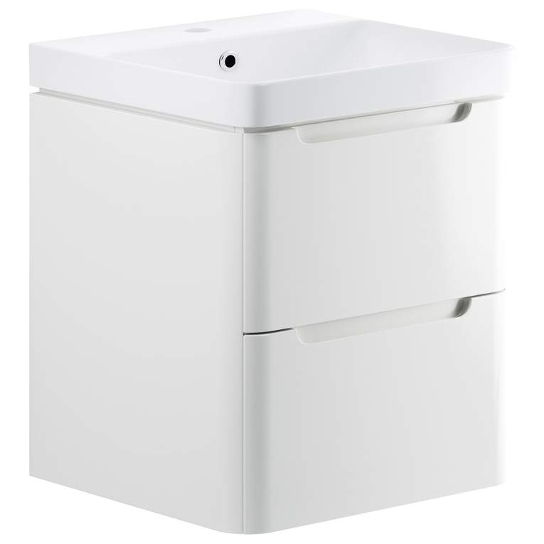 Laplane 600mm 2 Drawer Wall Hung Basin Unit - White Gloss