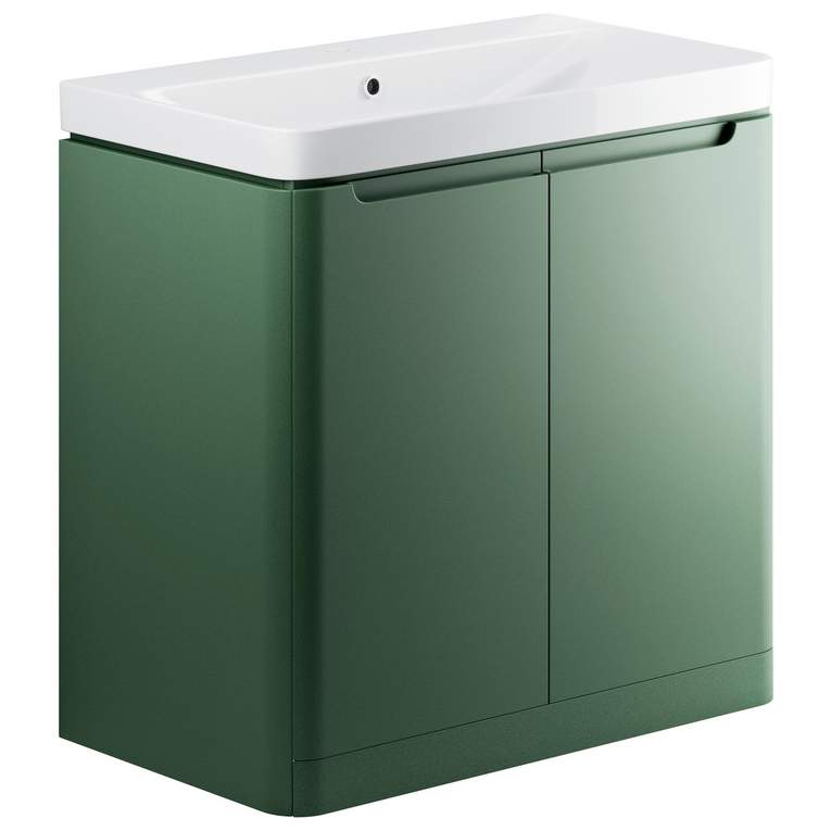 Laplane 800mm 2 Door Floor Standing Basin Vanity Unit - Matt Sage Green