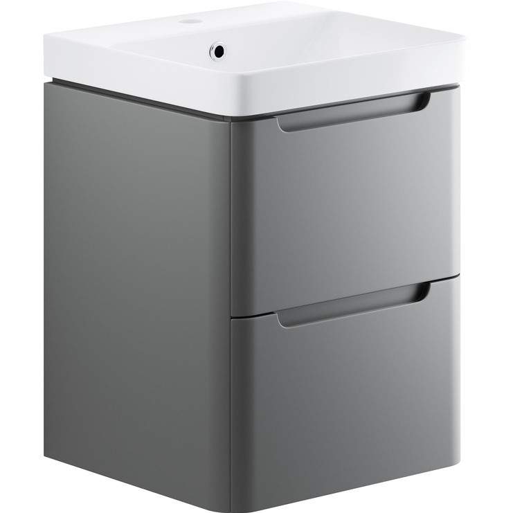 Laplane 500mm 2 Drawer Wall Hung Cloakroom Basin Unit - Matt Grey