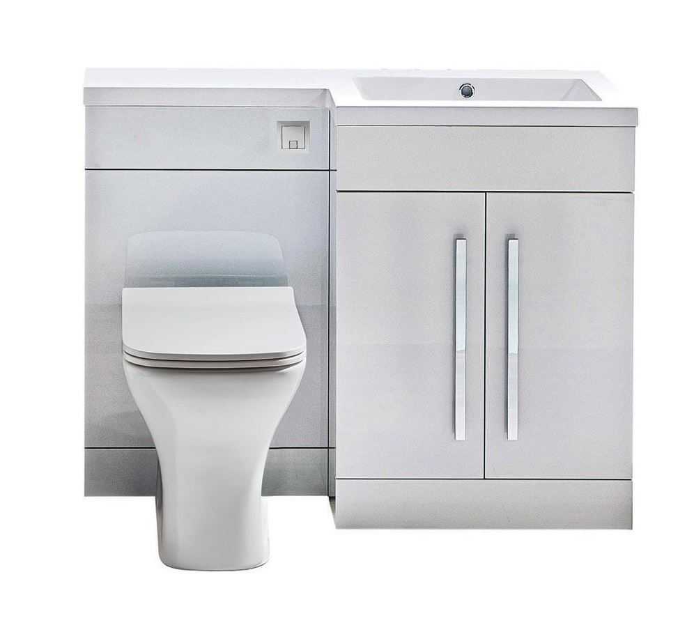 Lili 1100mm L Shape Bathroom Furniture Set - 2 Door - Gloss White