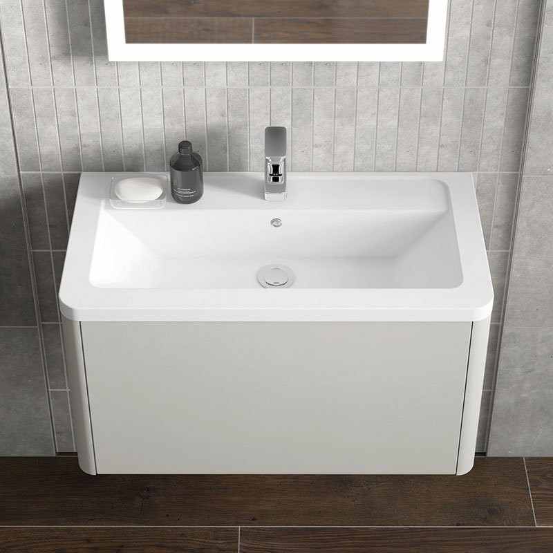 Elation Nara 600mm Wall-Hung Vanity Unit & Curved Basin - Gloss White