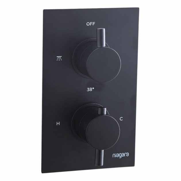 Niagara Equate Matt Black Twin Concealed Shower Valve - Single Outlet