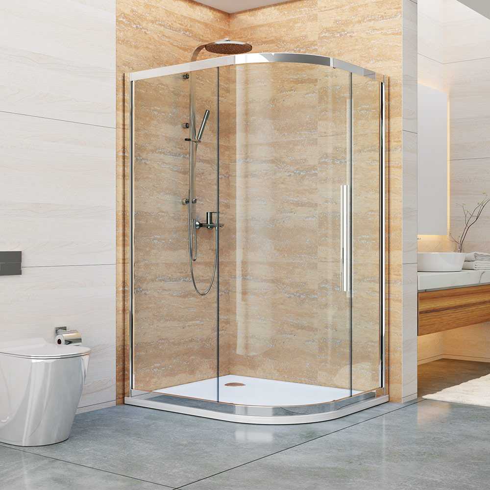 Jaquar One Door 900 x 1200mm Quadrant Shower Enclosure - Chrome Frame - Clear Glass