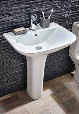 Porto 550mm 1 Tap Hole Basin & Full Pedestal