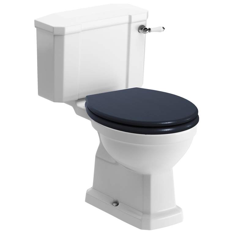 Shetland Closed Coupled Toilet & Indigo Ash Soft Close Seat