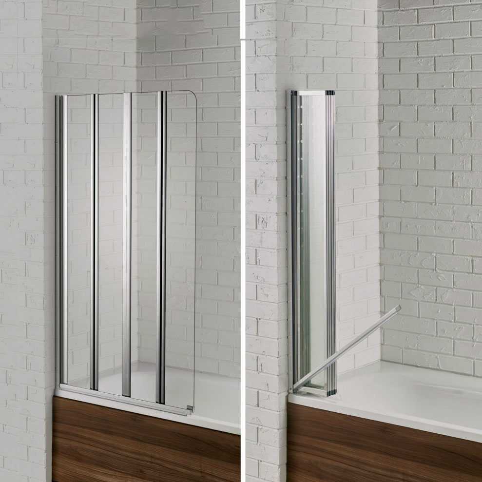 Aquadart Swiftseal 4 Fold Semi Frameless Left Hand Bath Screen 1400 x 800