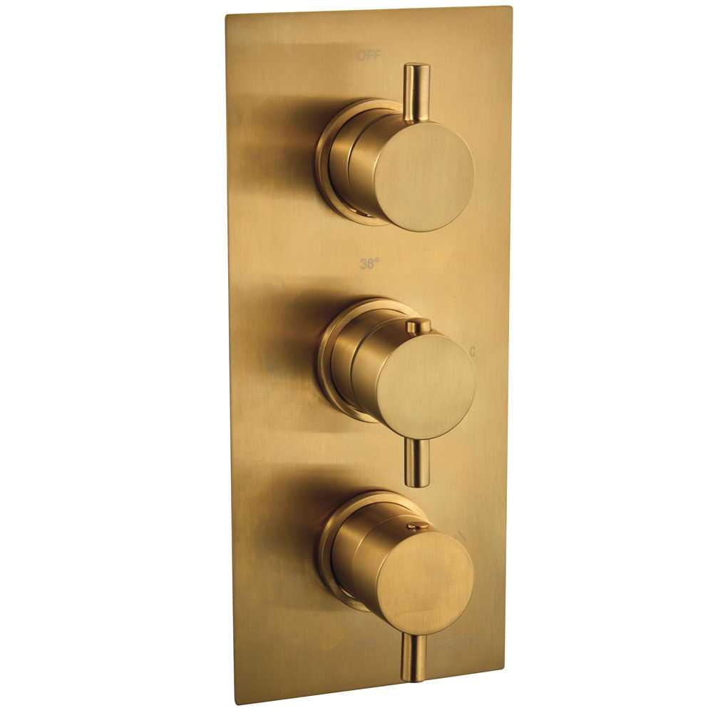 Niagara Equate Round Brushed Brass Triple Concealed Shower Valve