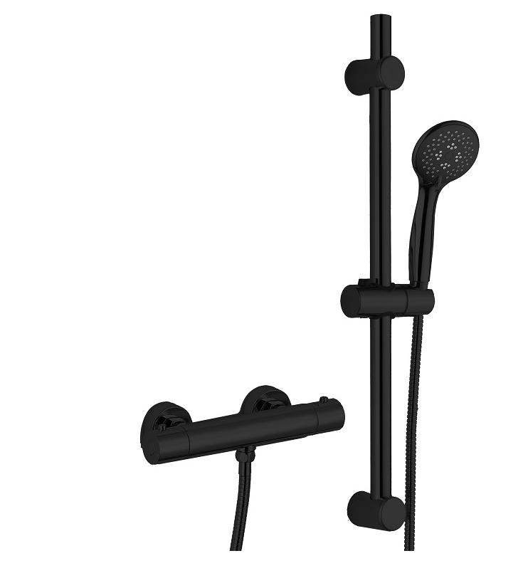 The White Space Bar Valve Shower Slide Rail Kit - Black